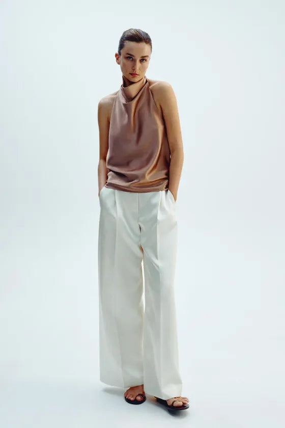 Eliza Satin Halter Neck Top