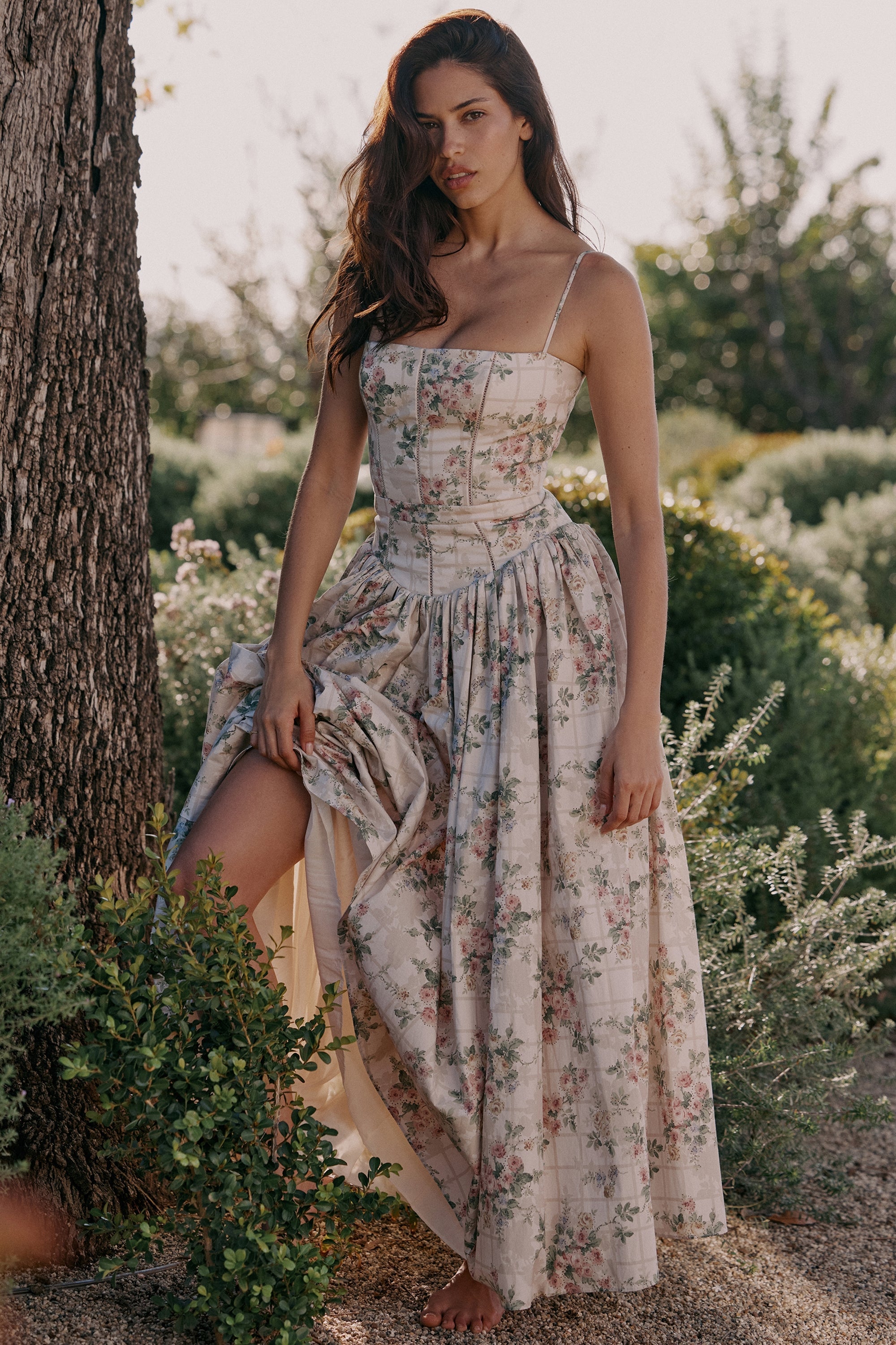 Cream Floral Maxi Sundress