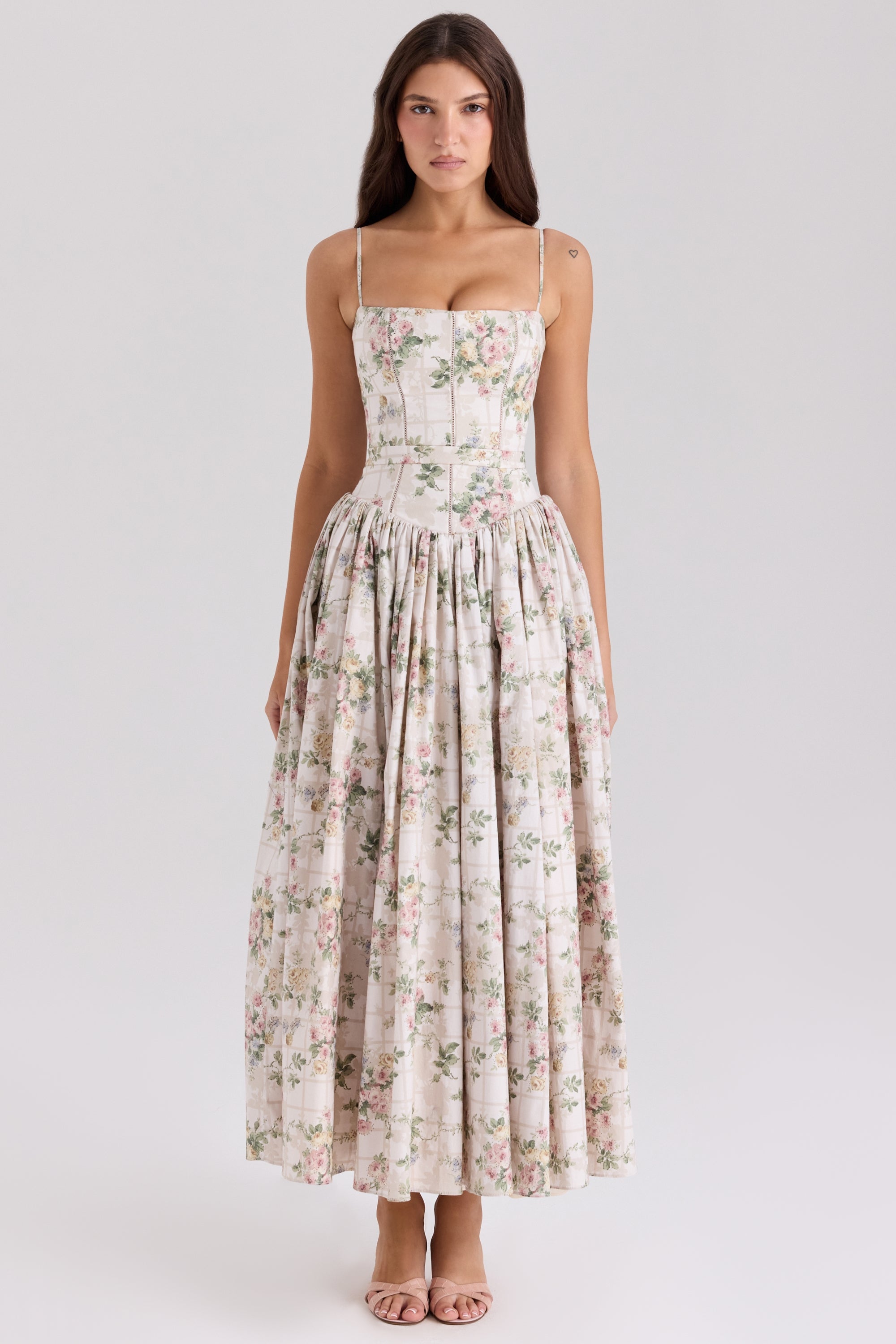Cream Floral Maxi Sundress