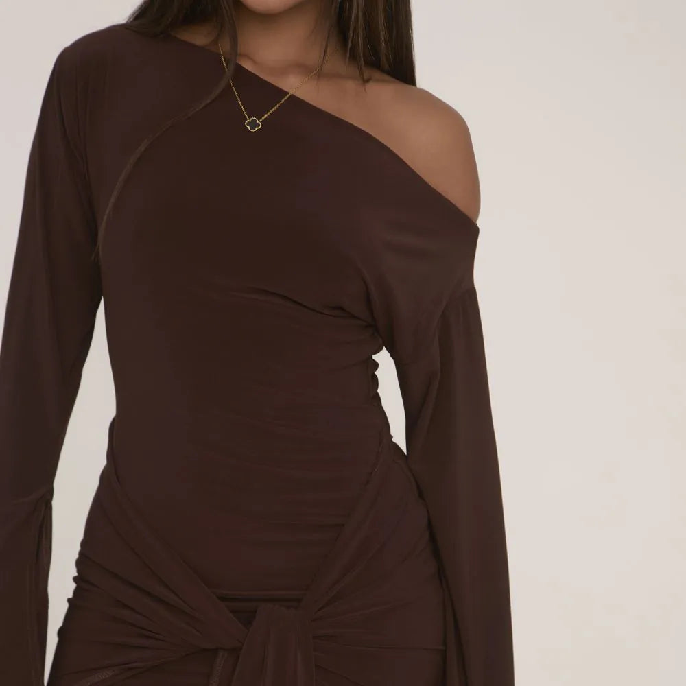 Long Flared Sleeve Dress
