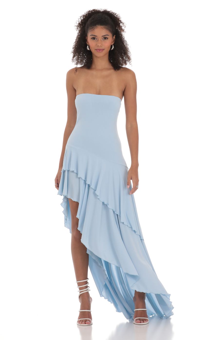 LEILA Strapless Ruffle Maxi Dress