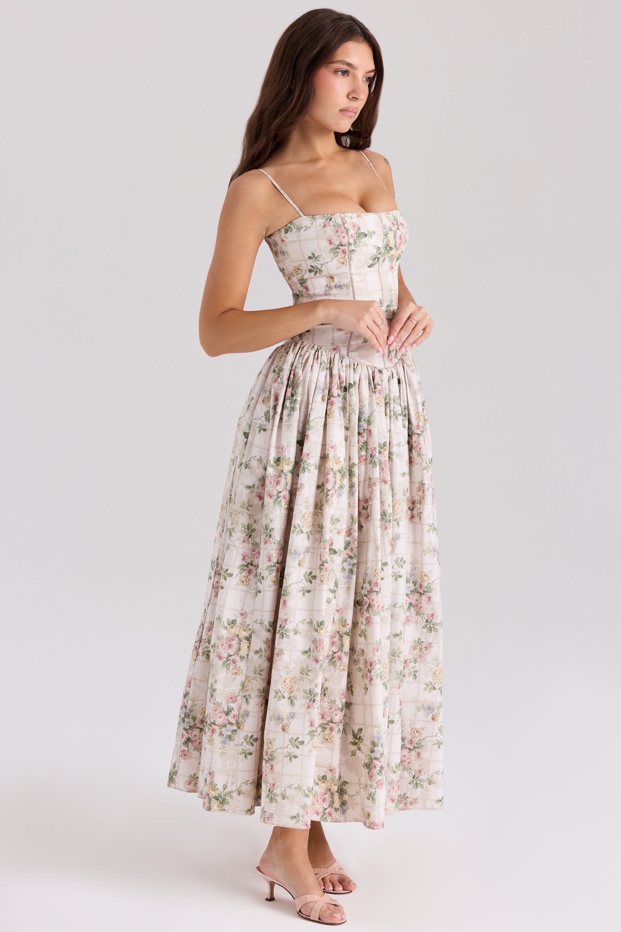 Cream Floral Maxi Sundress