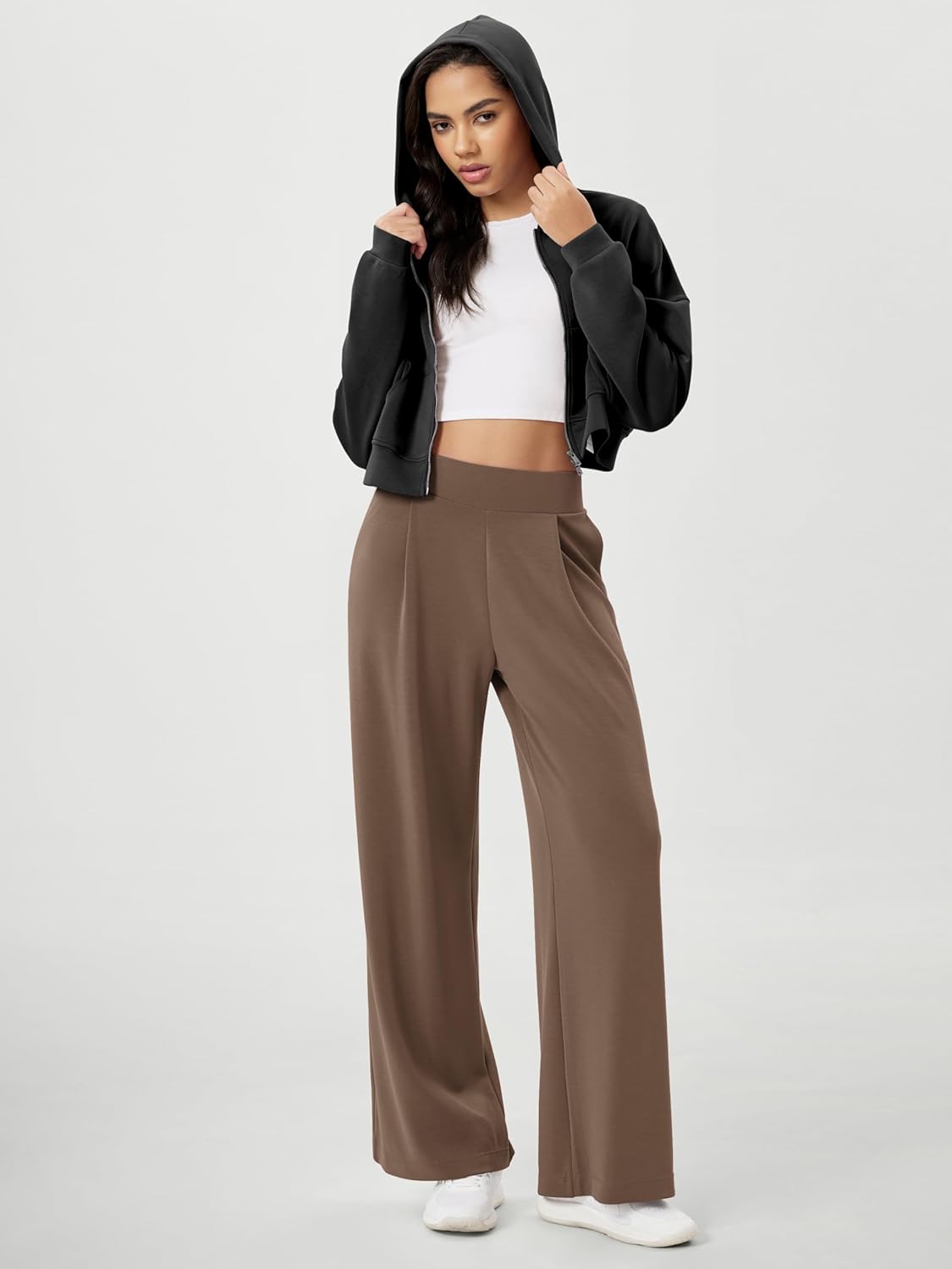 High Waist Casual Relaxed Pants with Pockets