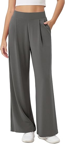 High Waist Casual Relaxed Pants with Pockets