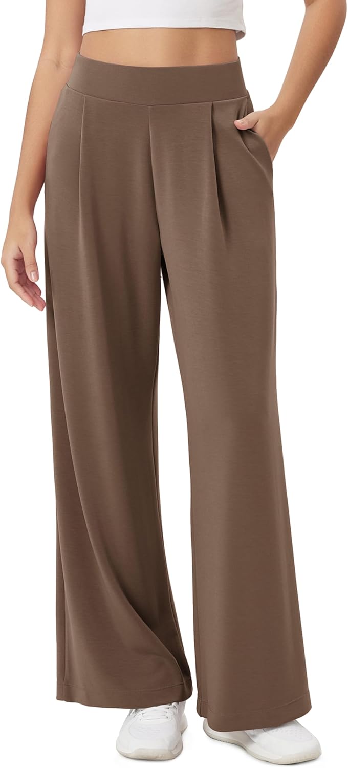 High Waist Casual Relaxed Pants with Pockets