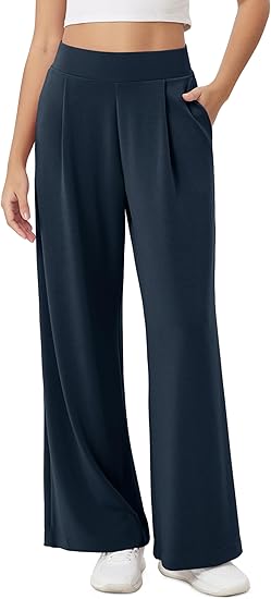 High Waist Casual Relaxed Pants with Pockets