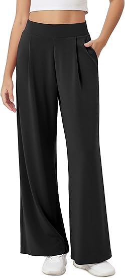 High Waist Casual Relaxed Pants with Pockets