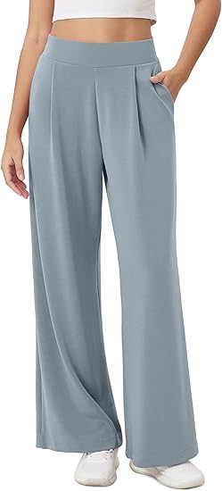 High Waist Casual Relaxed Pants with Pockets