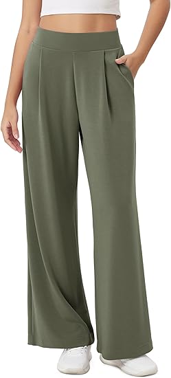 High Waist Casual Relaxed Pants with Pockets