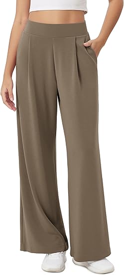 High Waist Casual Relaxed Pants with Pockets