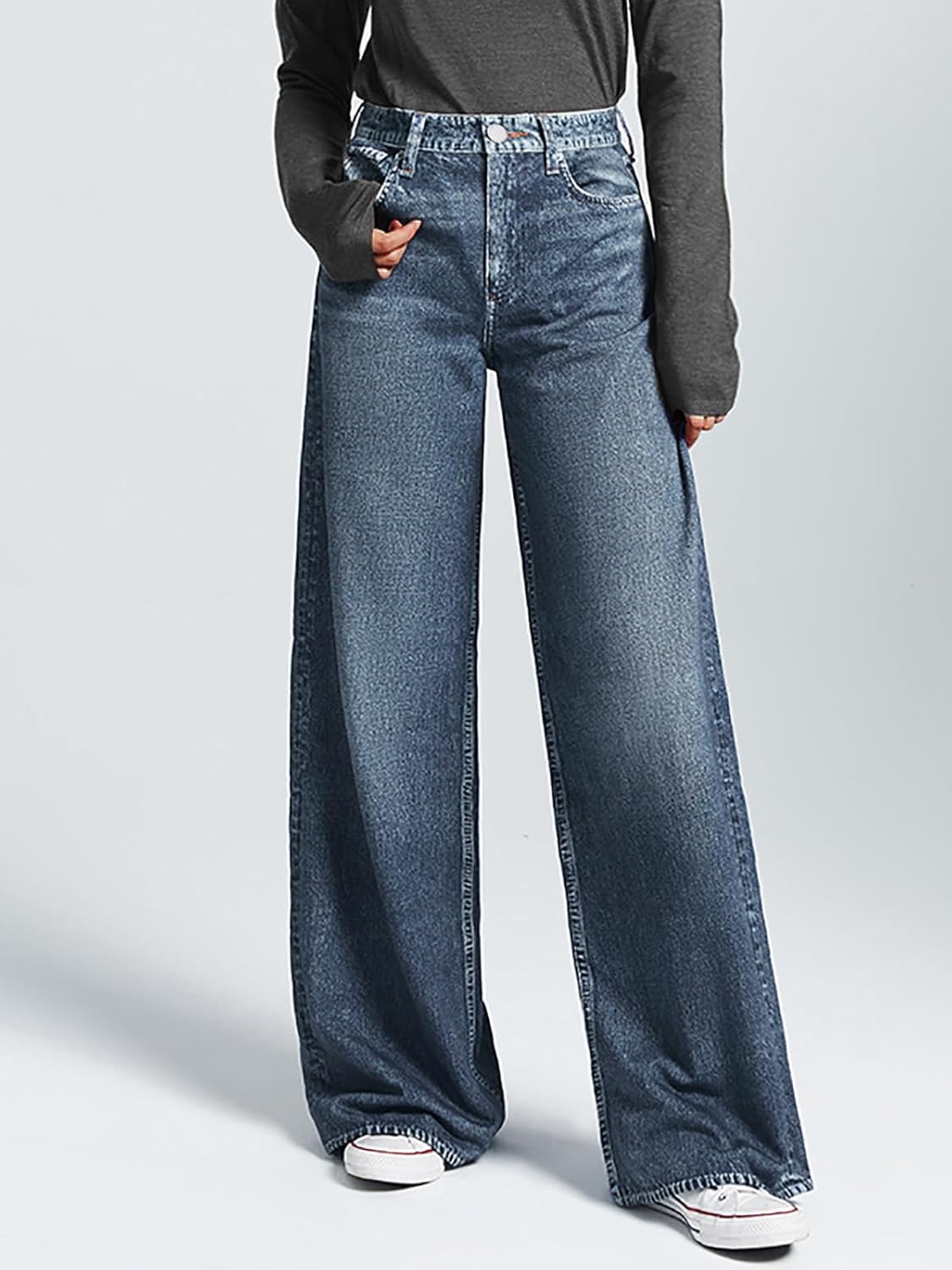 Denim Sweatpants High Waisted