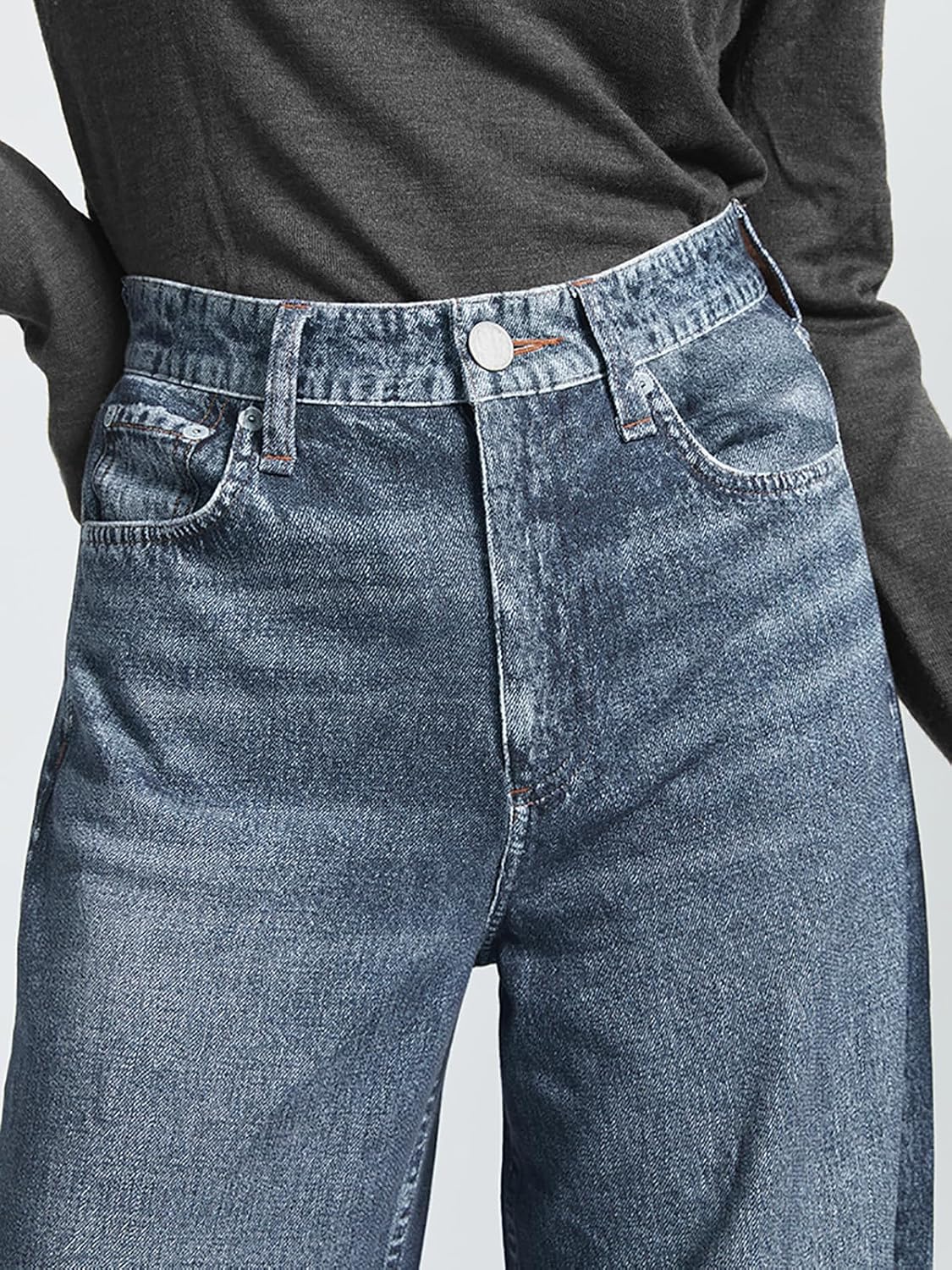 Denim Sweatpants High Waisted