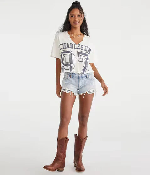 Harper Vintage Low-Rise Denim Shorts