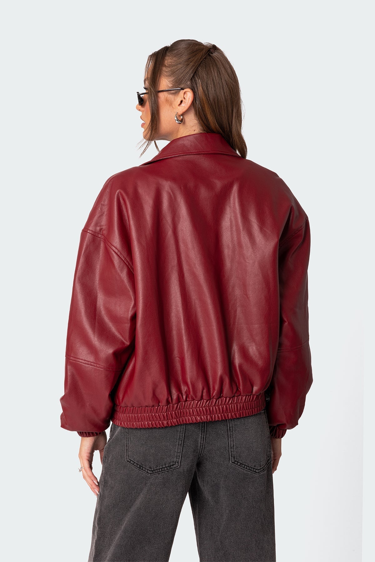 Faux Leather Bomber Jacket