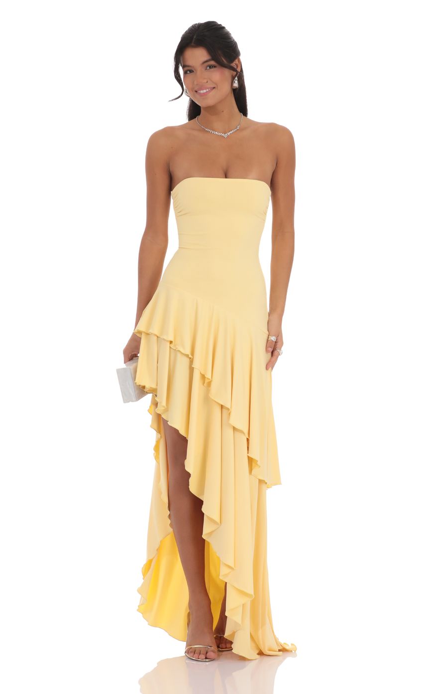 LEILA Strapless Ruffle Maxi Dress