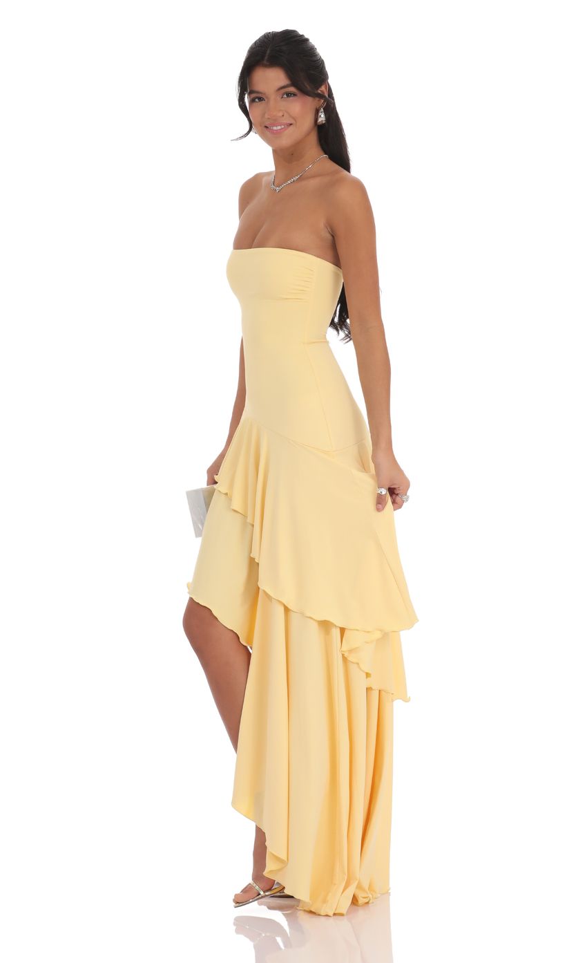 LEILA Strapless Ruffle Maxi Dress