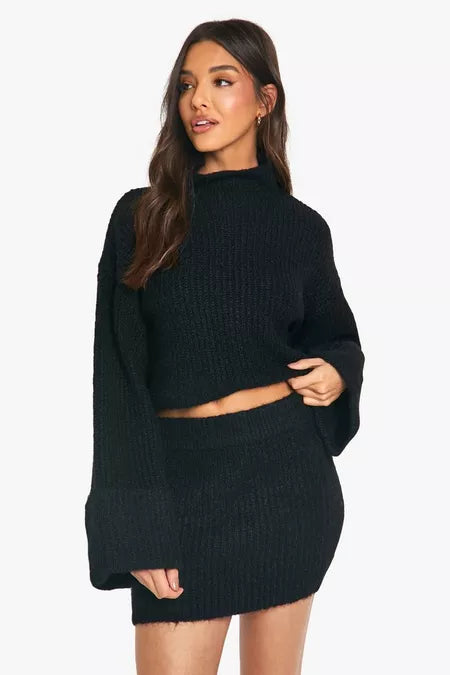 High Neck Crop Jumper + FREE Mini Skirt